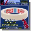 GEPOV258: White Masking Tape 3/4 Inch - 12 Units