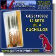 GE23110902: Juego de Cuchillos para Carne Mango de Madera y Hoja de Acero Inoxidable - 12 Juegos de 4 Piezas Cada Uno